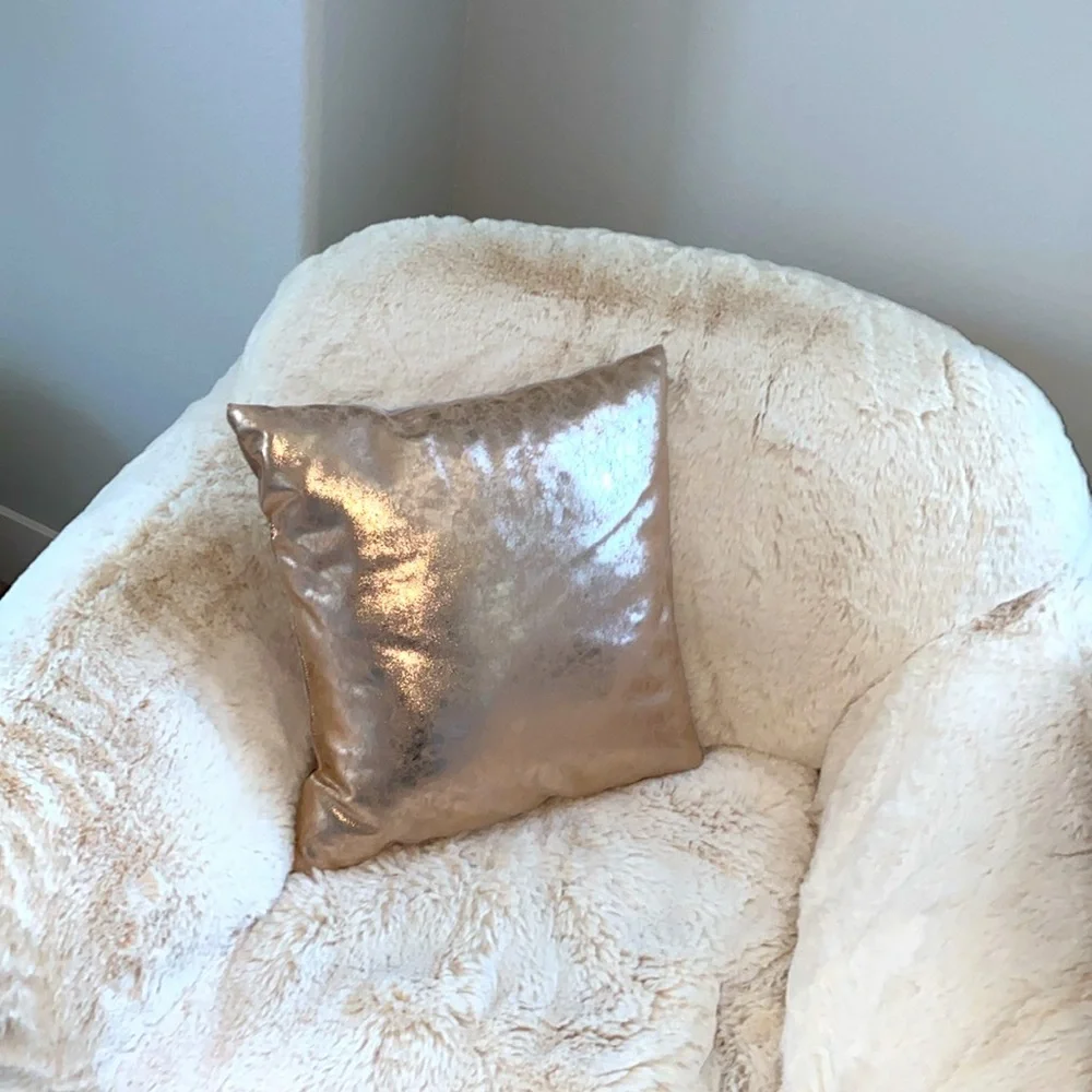 Ginger Beige Soft Solid Square Velvet Decorative Throw‎ Pillow, 17'x17